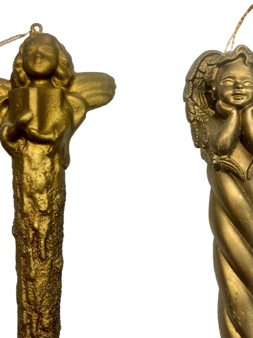 Vintage Gold Angel Icicle Christmas Tree Ornament 6-6.5” Holiday Decor Lot Of 2